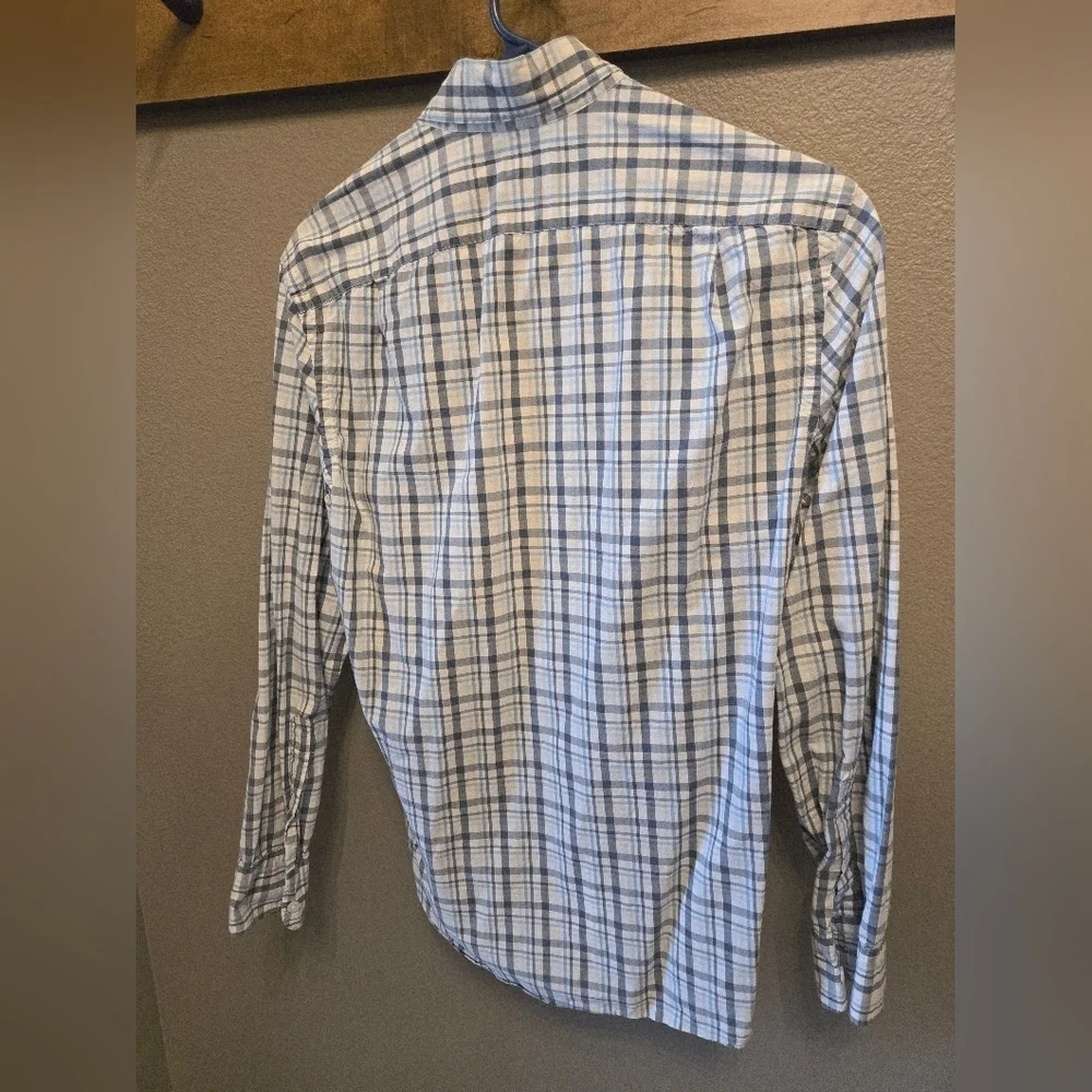 J Crew Flex Washed long sleeve button down collar shirt S Plaid Cotton Natural